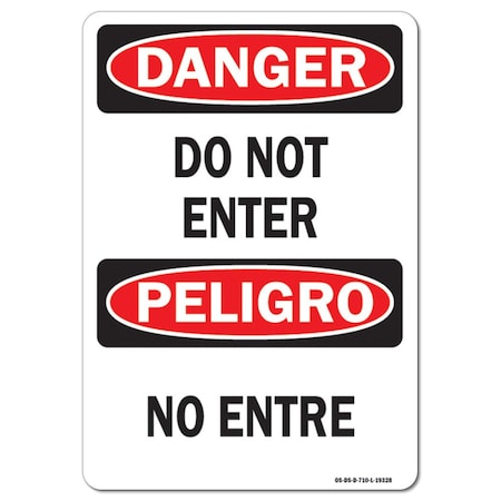 Signmission Safety Sign, OSHA Danger, 12" Height, 18" Width, Do Not Enter Bilingual, Landscape OS-DS-D-1218-L-19328
